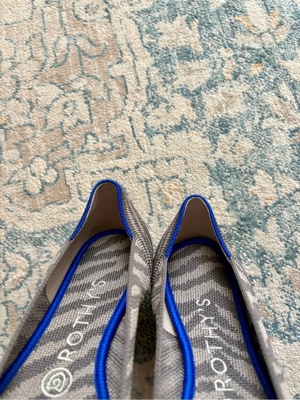 NEW ROTHY'S The Point Flats in Grey Zebra Animal Print Career Women’s Size 8